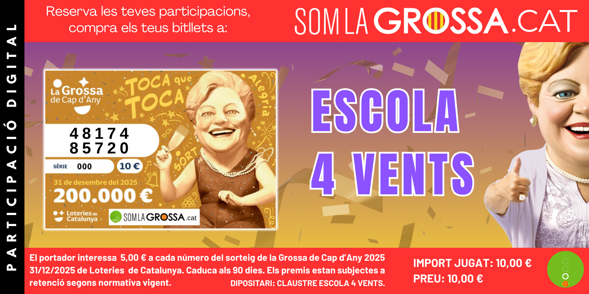 PARTICIPACIÓ DIGITAL CLAUSTRE ESCOLA 4 VENTS - LA GROSSA DE CAP D'ANY 2025